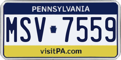PA license plate MSV7559