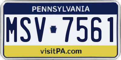 PA license plate MSV7561