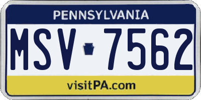 PA license plate MSV7562