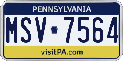 PA license plate MSV7564