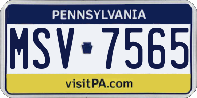 PA license plate MSV7565