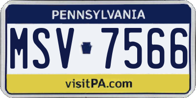 PA license plate MSV7566