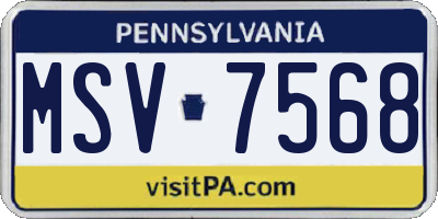PA license plate MSV7568