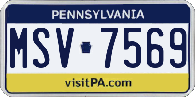 PA license plate MSV7569
