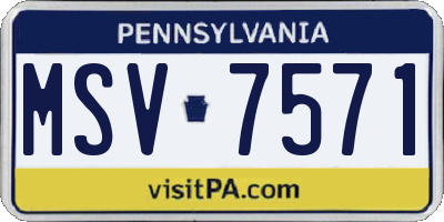 PA license plate MSV7571
