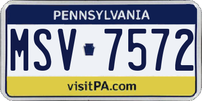 PA license plate MSV7572