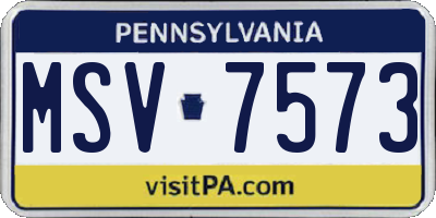 PA license plate MSV7573