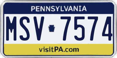 PA license plate MSV7574