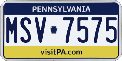 PA license plate MSV7575
