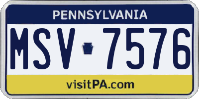 PA license plate MSV7576