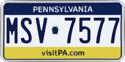 PA license plate MSV7577
