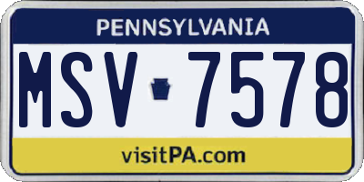 PA license plate MSV7578