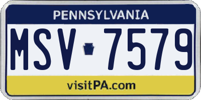 PA license plate MSV7579