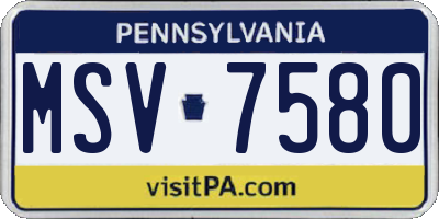 PA license plate MSV7580