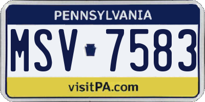 PA license plate MSV7583