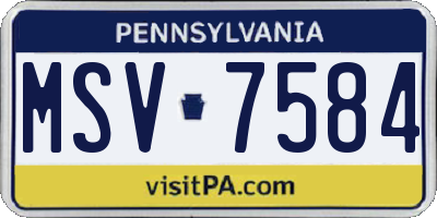 PA license plate MSV7584