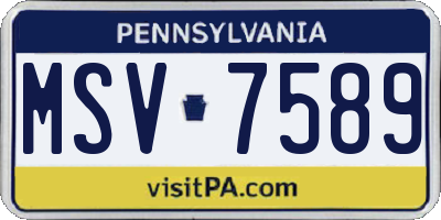 PA license plate MSV7589