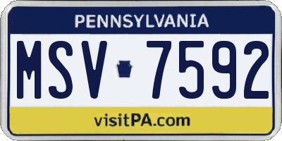 PA license plate MSV7592