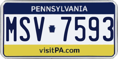 PA license plate MSV7593