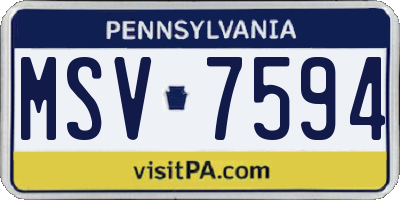 PA license plate MSV7594
