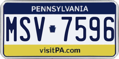PA license plate MSV7596