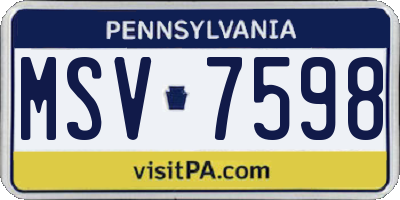 PA license plate MSV7598