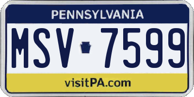 PA license plate MSV7599