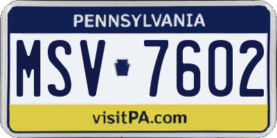 PA license plate MSV7602
