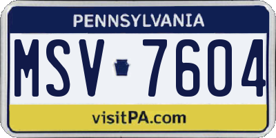 PA license plate MSV7604