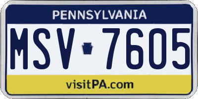 PA license plate MSV7605