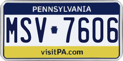 PA license plate MSV7606