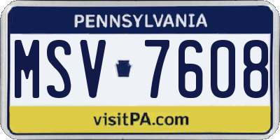 PA license plate MSV7608