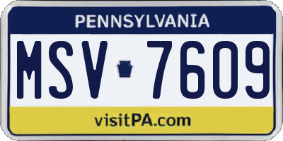 PA license plate MSV7609