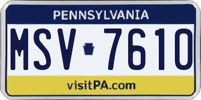 PA license plate MSV7610