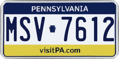 PA license plate MSV7612