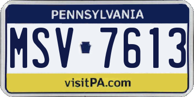 PA license plate MSV7613