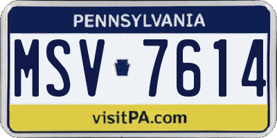 PA license plate MSV7614
