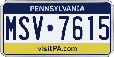 PA license plate MSV7615