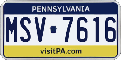 PA license plate MSV7616