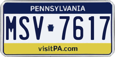 PA license plate MSV7617