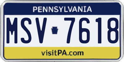 PA license plate MSV7618