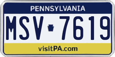 PA license plate MSV7619