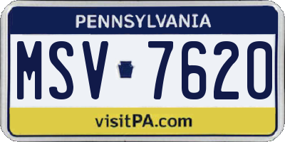 PA license plate MSV7620