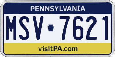 PA license plate MSV7621