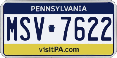 PA license plate MSV7622