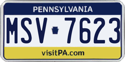 PA license plate MSV7623