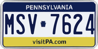 PA license plate MSV7624