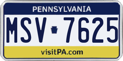 PA license plate MSV7625