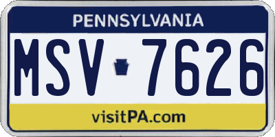 PA license plate MSV7626