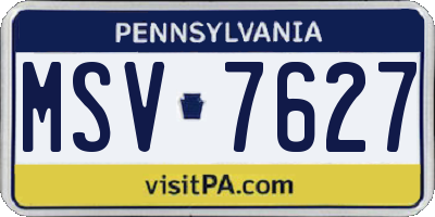 PA license plate MSV7627